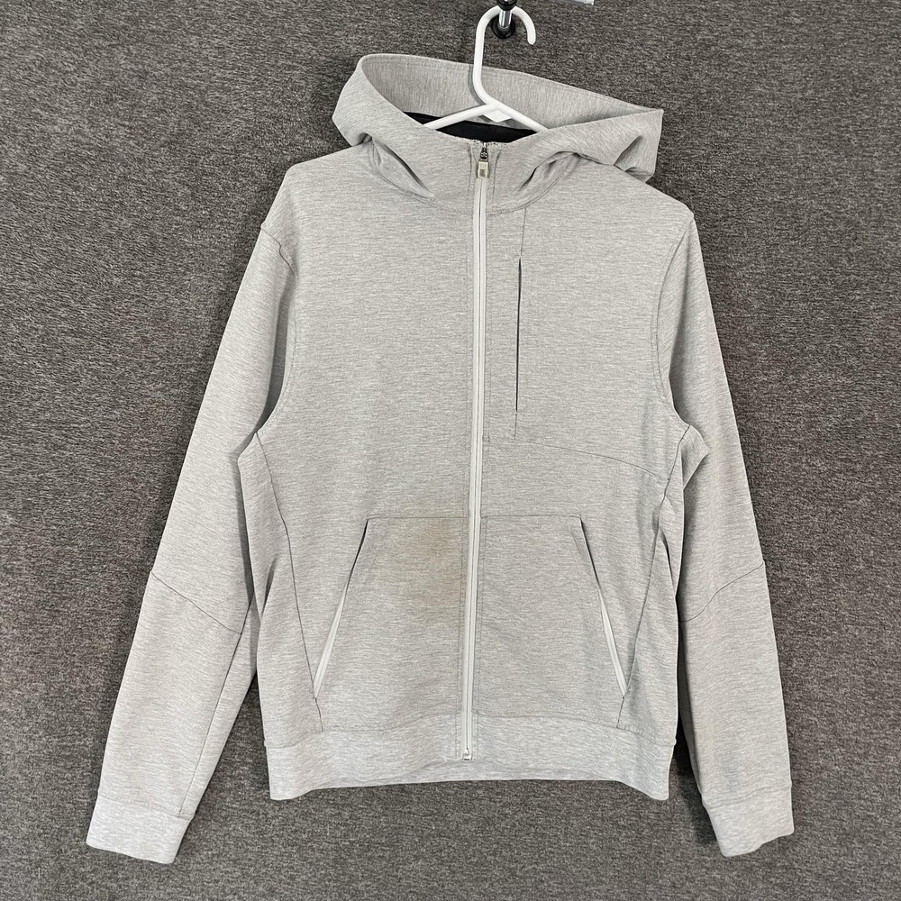 Lululemon City Sweat Zip Up Hoodie Mens M Gray Logo Sweatshirt Pockets Athletic